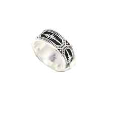 Mens Band Ring Silver Sterling 925 Unisex Jewelry Handmade Hand Engraved D891